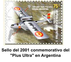 Sello del 2001 conmemorativo del "Plus Ultra" en Argentina