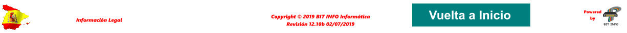 Copyright © 2019 BIT INFO Informática Revisión 12.10b 02/07/2019 Información Legal Powered by  Vuelta a Inicio